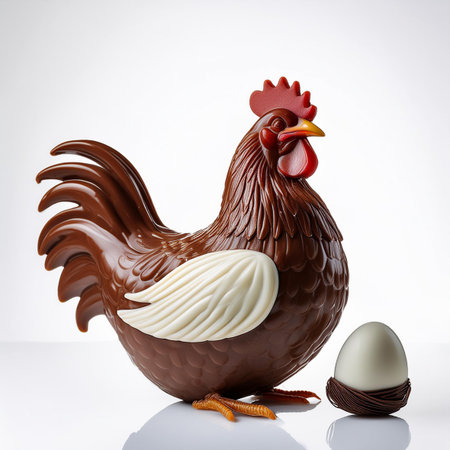 chicken and egg on a white background. easter decoration.の素材