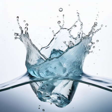 splashing water with bubbles isolated on a white background. studio shotの素材