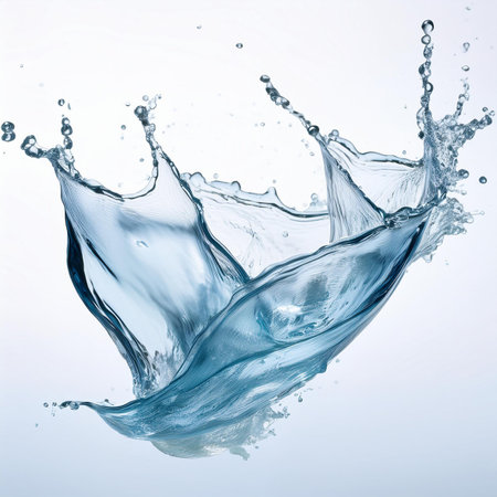blue water splash isolated on white background. 3d render illustration.の素材