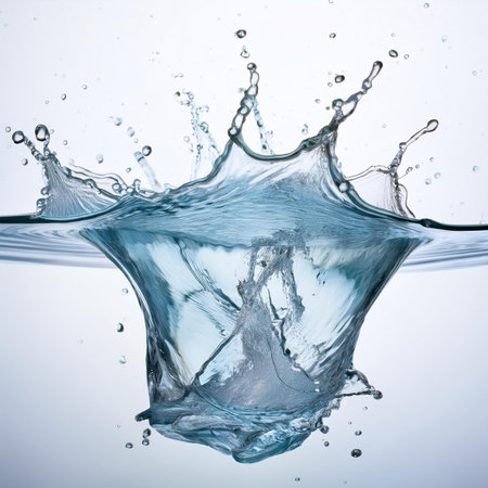 Water splash isolated on white background. Clipping path included in file.の素材