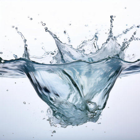 Water splash isolated on white background with clipping path and full depth of fieldの素材
