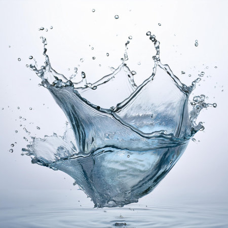 Water splash isolated on white background. 3d rendering, 3d illustration.の素材