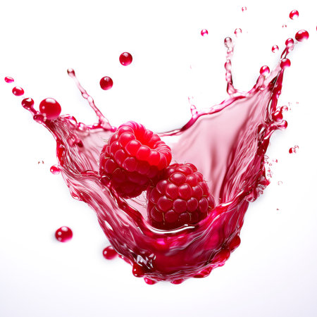 Splash of raspberry juice isolated on white background. 3d renderingの素材