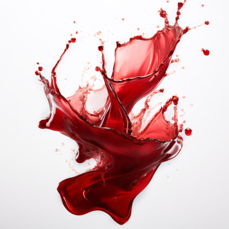 Splash of red wine isolated on white background. 3d renderingの素材