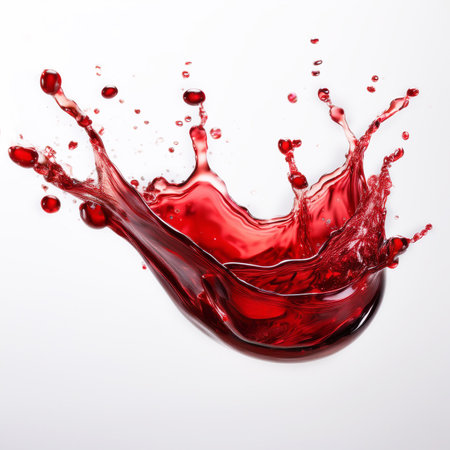 red wine splash isolated on white background. 3d rendering. Clipping path includedの素材