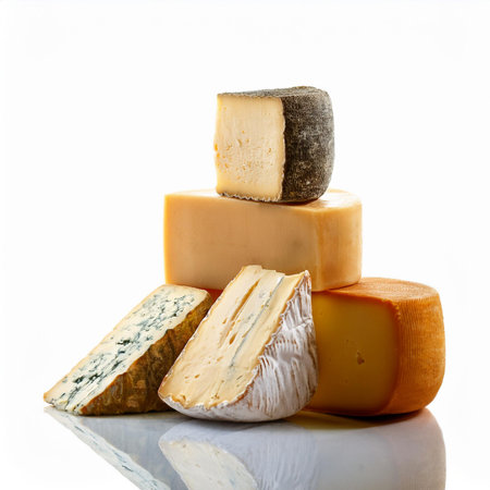 various types of cheese isolated on a white background. cheese collectionの素材
