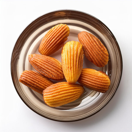 Almond cookies on a plate isolated on white background. Top view.の素材