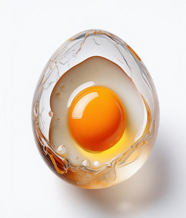 Broken egg on a white background. 3d rendering, 3d illustration.の素材