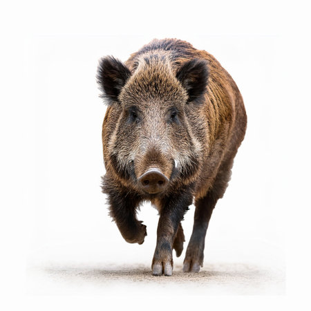 Wild boar, Sus scrofa, isolated on white backgroundの素材
