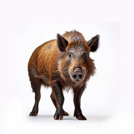 Wild boar isolated on white background with clipping path. Studio shot.の素材
