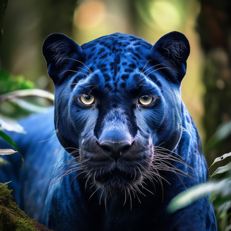 Portrait of a black panther (Panthera pardus)の素材