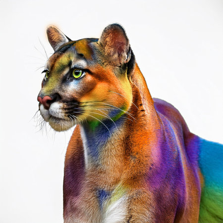 Portrait of a puma, cougar, panther on white backgroundの素材