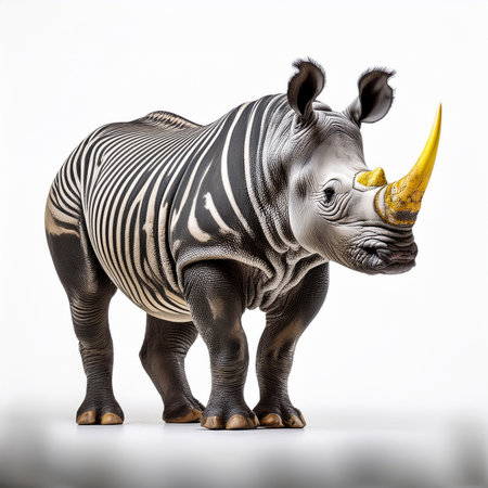 White rhinoceros on a white background. 3d renderingの素材
