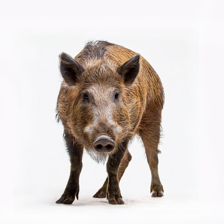 Wild boar, Sus scrofa, isolated on white backgroundの素材