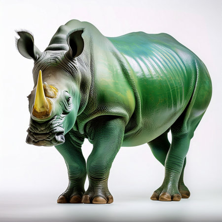 rhinoceros isolated on a white background. 3d renderの素材