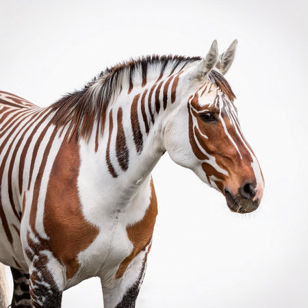 Portrait of a zebra on a white background, close-upの素材