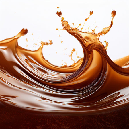 close up of a chocolate splash on white background with clipping pathの素材