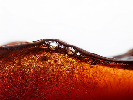 cola with bubbles on a white background close-up. macroの素材