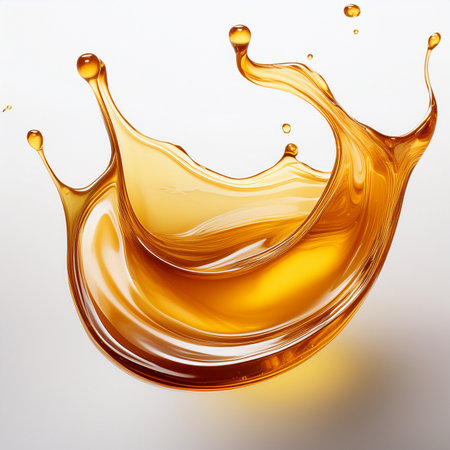 3d illustration of a splash of caramel on a white background.の素材