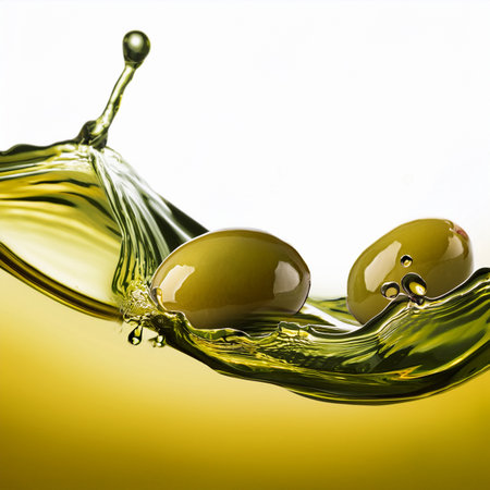 olive oil splash isolated on white background. 3d illustration.の素材