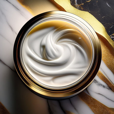Cosmetic cream in a jar on a marble background. 3d illustrationの素材