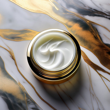 Cosmetic cream in a jar on a marble background. 3d renderingの素材