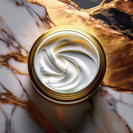 Cosmetic cream in a jar on a marble background. 3d renderingの素材