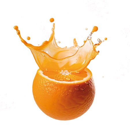 Orange juice splash isolated on white background. Orange juice splash isolated on white backgroundの素材