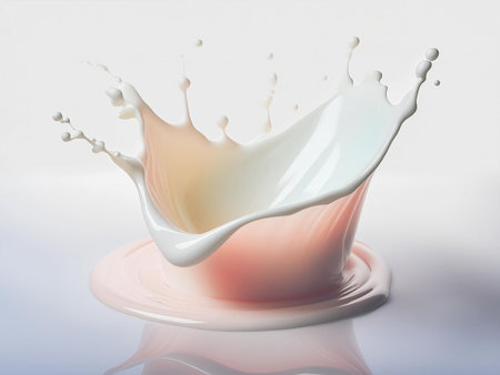Milk splash isolated on white background. 3d render illustration.の素材