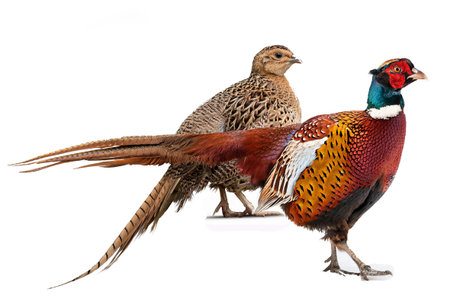 Pheasants isolated on white background. 3D illustration.の素材