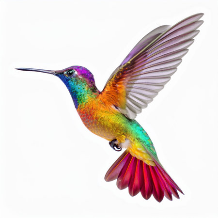 Ruby-throated Hummingbird (Archilochus colubris) isolated on white backgroundの素材