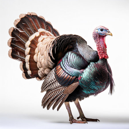 Pair of wild turkey isolated on white background. Studio shot.の素材