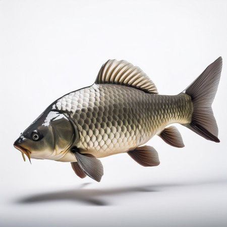 Carp fish isolated on a white background. 3d illustration.の素材
