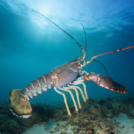 Lobster on a tropical coral reef in the Red Sea.の素材