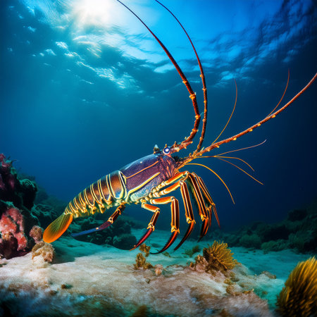 Lobster on the coral reef in the Red Sea. Egypt.の素材