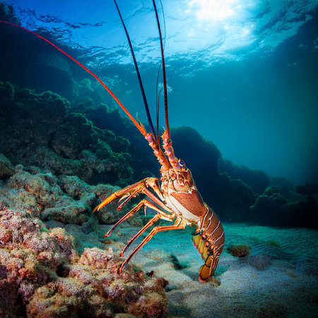 Lobster on a coral reef in the Red Sea. Egypt.の素材