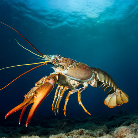 Lobster on a tropical coral reef in the Red Sea.の素材