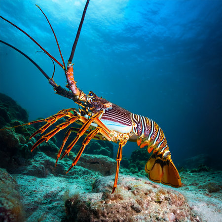Lobster on a tropical coral reef in the Red Sea.の素材