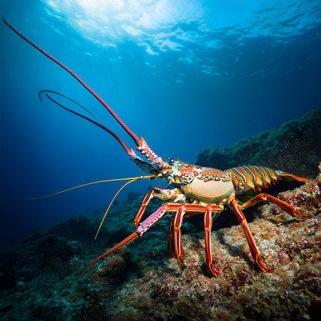 Lobster on a tropical coral reef in the Red Sea.の素材