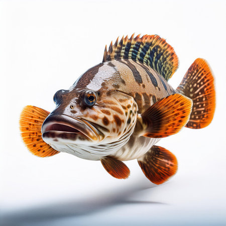 Group fish isolated on white background. 3d illustration.の素材