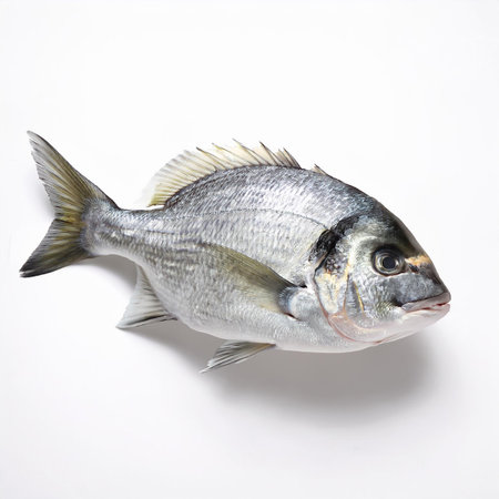 Fresh raw dorado fish on white background. Isolated.の素材