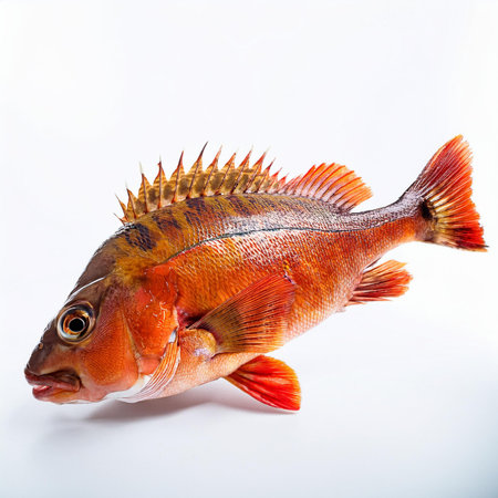 Fresh fish isolated on a white background. Studio photography of fresh fish.の素材