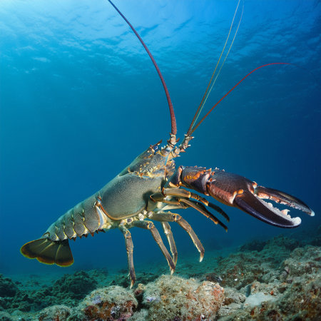 Lobster on a tropical coral reef in the Red Sea.の素材