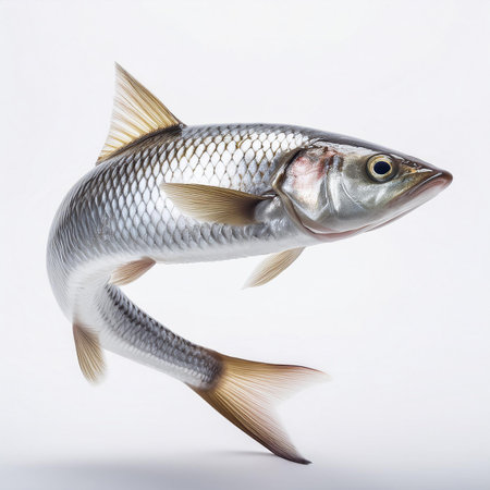 Carp fish isolated on a white background. 3d render.の素材
