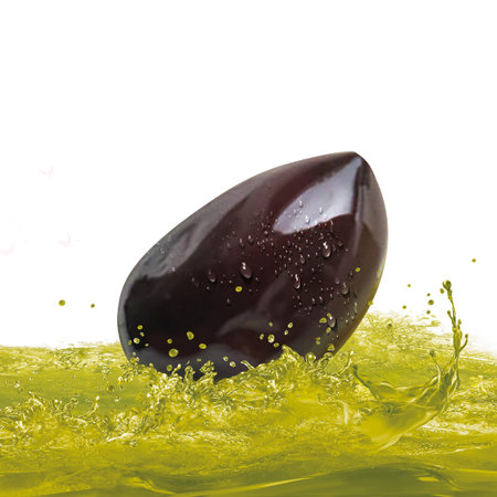 olive oil splash close up isolated on white background with clipping path