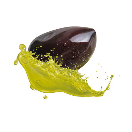 olive oil splash isolated on white background, clipping path included.の写真素材
