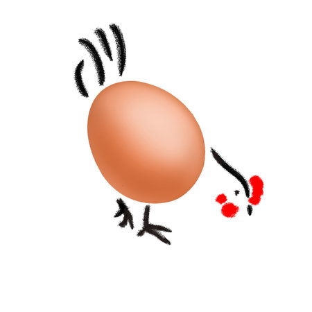 Easter egg with chicken on a white background. Vector illustration.の写真素材