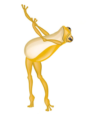 3d render of funny frog isolated on white with clipping path.の写真素材