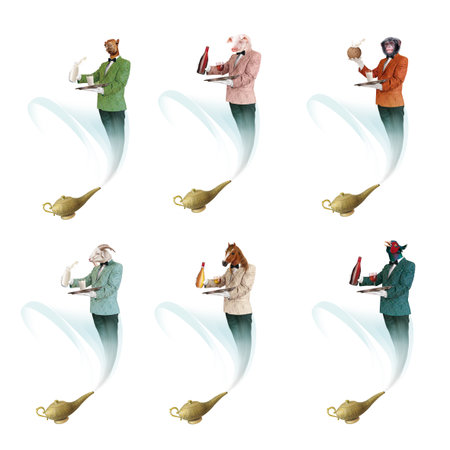 Illustration of a group of people who are working at the computerの写真素材