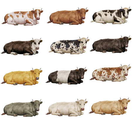 Herd of cows isolated on a white background. Collage.の写真素材